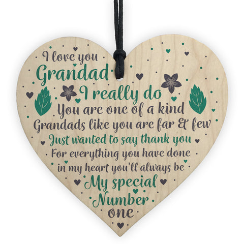 Grandad Gifts Wood Heart Perfect Gift For Fathers Day Birthday