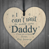 Daddy To Be Can't Wait Wooden Heart Dad Father Funny Card Love