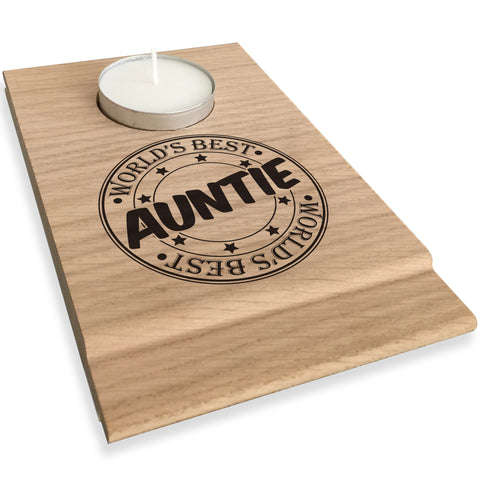 Worlds Best Auntie Candle Gift Set Tea Light Holder