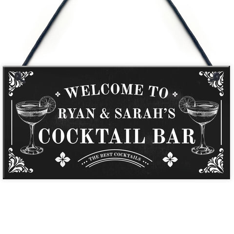 Personalised Cocktail Bar Sign Shabby Chic Bar Pub Plaque