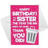 Funny Birthday Card For Sister Lockdown Design Novelty Card