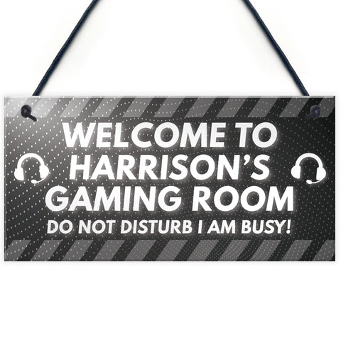 PERSONALISED Grey Gaming Gamer Sign ANY NAME Christmas