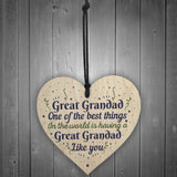 Great Grandad Grandfather Gift Wooden Heart Keepsake Gift