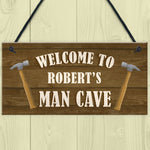 Man Cave Sign Wood Effect Bar Shed Garden Plaque Personalised