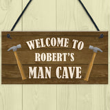 Man Cave Sign Wood Effect Bar Shed Garden Plaque Personalised