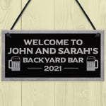 Backyard Bar Sign Personalised Hanging Door Sign For Man Cave