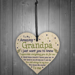 Cute Grandpa Wooden Heart Grandpa Birthday Christmas Gifts