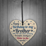 Funny Brother Birthday Gifts Brother Birthday Card Wooden Heart