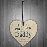 Daddy To Be Can't Wait Wooden Heart Dad Father Funny Card Love