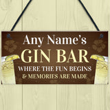 Funny Best Friend Gift Personalised Gin Sign For Bar Kitchen