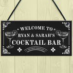 Personalised Cocktail Bar Sign Shabby Chic Bar Pub Plaque