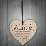 Birthday Mothers Day Gift For Auntie Sister Wood Heart Thank You