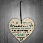 Personalised Auntie Gift Novelty Birthday Wood Heart Thank You