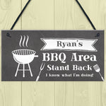 Personalised BBQ Area Sign Novelty Garden Decor Signs Barbecue
