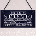 Funny Gaming Sign CAUTION GAMING AREA Plaque Son Christmas