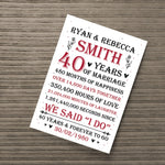 Couple 40th Wedding Anniversary Gift Personalised Print