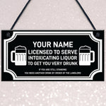 Novelty Bar Sign Licensed Home Bar Man Cave Pub Sign Gift