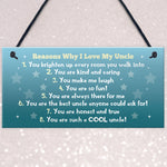 Reasons Why I Love My Uncle Plaque Novelty Present Uncle Gifts