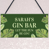 Novelty Gin Bar Sign Personalised Quirky Home Bar Sign Gin Gift