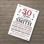 30th Wedding Anniversary Gift Personalised Special Gift