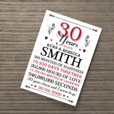 30th Wedding Anniversary Gift Personalised Special Gift