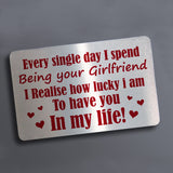 Special Gift For Boyfriend Valentines Day Anniversary Metal Card