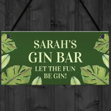 Novelty Gin Bar Sign Personalised Quirky Home Bar Sign Gin Gift