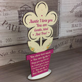 Auntie Gift Wooden Flower Handmade Gift For Auntie Birthday Xmas