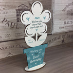 Novelty Birthday Gift For Mum Wooden Flower PERSONALISED