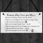 Reasons Why I Love Mum Birthday Christmas Gift Plaque Mum Gift