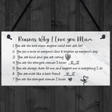 Reasons Why I Love Mum Birthday Christmas Gift Plaque Mum Gift