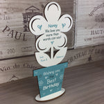 Novelty Birthday Gift For Nanny Wood Flower PERSONALISED