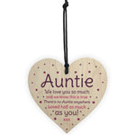 Birthday Mothers Day Gift For Auntie Sister Wood Heart Thank You