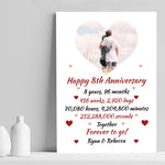 PERSONALISED 8th Anniversary Gift For Husband Wife A4 Print