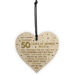 50th Wedding Anniversary Card Wood Heart Gift For Husband Wife