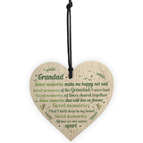 Grandad Grandfather Memorial Plaques Wooden Heart Sign Ornament