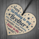 Funny Brother Birthday Gifts Brother Birthday Card Wooden Heart