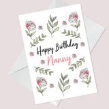 Birthday Card For Nanny Grandmother Handmade Floral Design