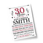 30th Wedding Anniversary Gift Personalised Special Gift