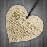50th Wedding Anniversary Card Wood Heart Gift For Husband Wife