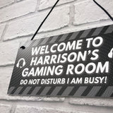 PERSONALISED Grey Gaming Gamer Sign ANY NAME Christmas