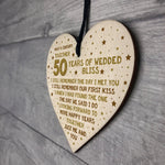 50th Wedding Anniversary Card Wood Heart Gift For Husband Wife
