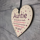 Birthday Mothers Day Gift For Auntie Sister Wood Heart Thank You