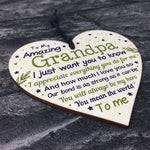Cute Grandpa Wooden Heart Grandpa Birthday Christmas Gifts