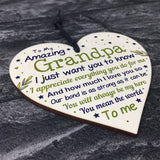 Cute Grandpa Wooden Heart Grandpa Birthday Christmas Gifts