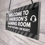 PERSONALISED Grey Gaming Gamer Sign ANY NAME Christmas