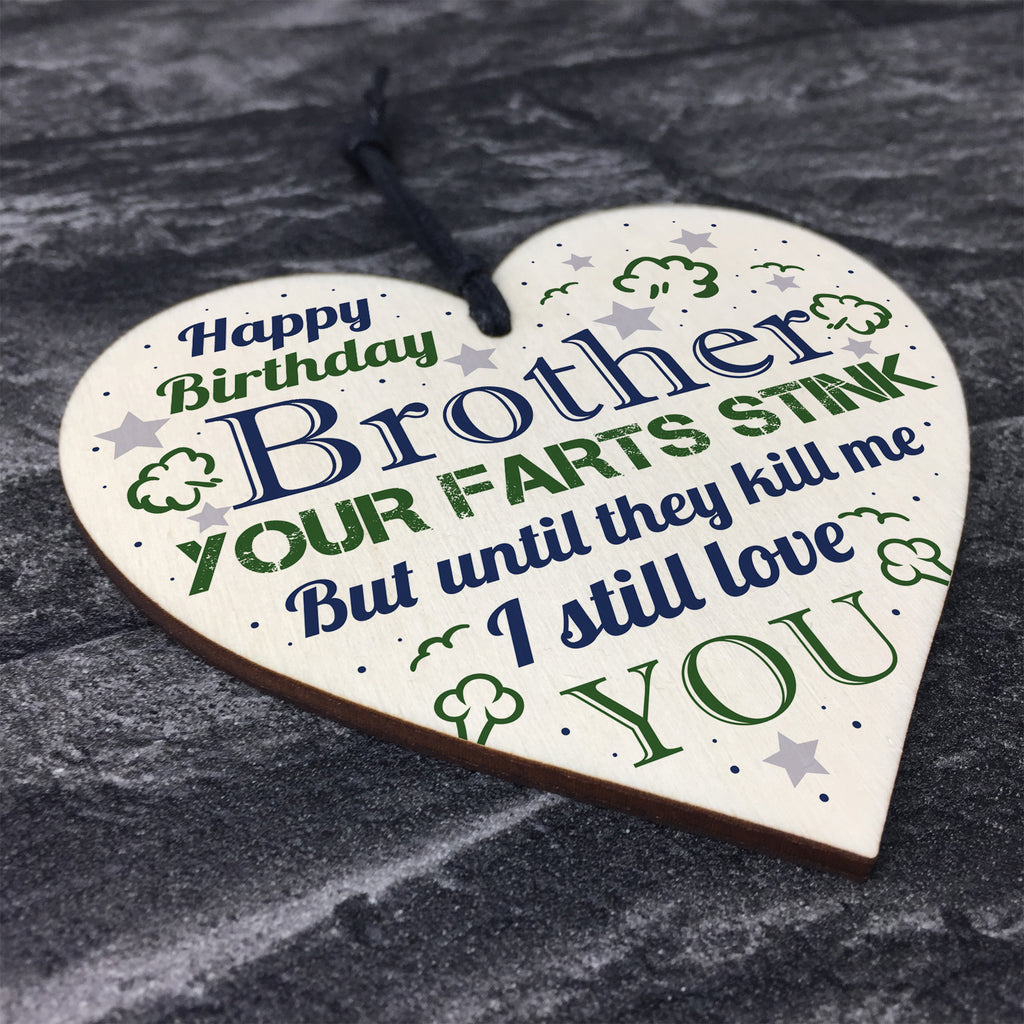 Love You Funny Happy Birthday Card Wooden Heart Brother Birthday Gift –  signspop