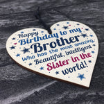Funny Brother Birthday Gifts Brother Birthday Card Wooden Heart