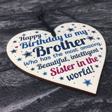 Funny Brother Birthday Gifts Brother Birthday Card Wooden Heart