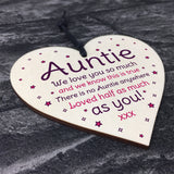 Birthday Mothers Day Gift For Auntie Sister Wood Heart Thank You